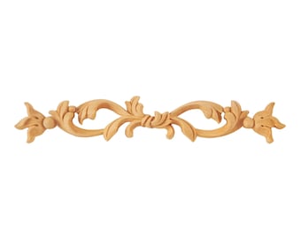 Interwoven Vine Leaf Carved Wood Applique, Furniture Onlay, 16-1/8"Wx2-7/8"H, Single, Unfinished