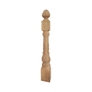 NWL-07  Large Floral Vine Carved Newel Post, 6-1/2&quot;x6-1/2&quot;x50-1/4&quot;H, Unfinished, Single