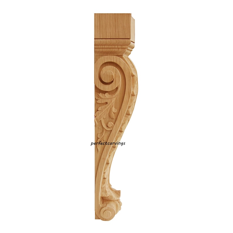 PAIR of Elegant Curved Leaf Carved Corbels, Pilaster Corbels, Door ...