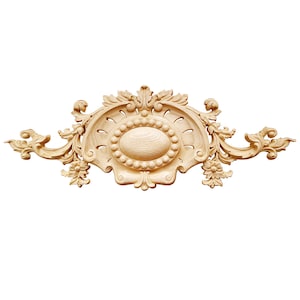 Victorian Pearl Floral Carved Wood Applique, Furniture Onlay,  Two Sizes Available, Single