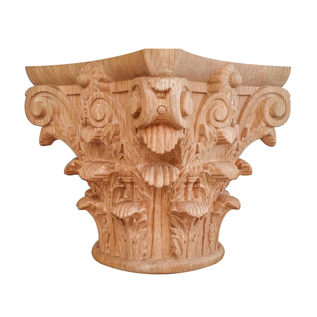 Wood Carved Roman Corinthian Capital for 3-1/2