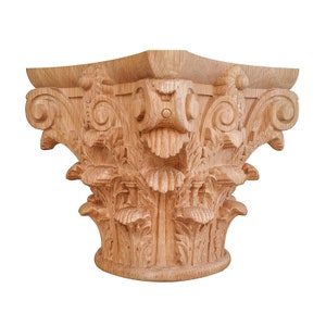 Wood Carved Roman Corinthian Capital for 3-1/2&quot;, 4&quot; & 4-3/4&quot; Full Round Column (Supplied Hollow)