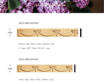 4PCS Carved Linen Bow Ribbon Carved Mouldings, Insert Trims, Available in 2-3/4" & 4" High, Unfinished