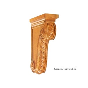 PAIR of Traditional Rope Carved Wood Shelf Corbels, Available in 10&quot; & 12&quot; High