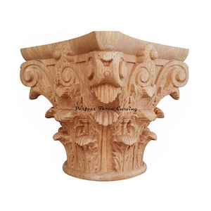 Solid Carved Roman Corinthian Capital, For Dia 5-1/2&quot;, 6&quot; & 6-1/2&quot; Round Column, Hollow