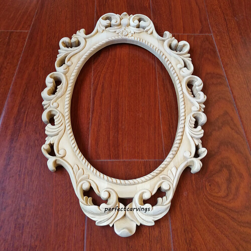 Elegant Scroll Leaf Carved Wood Wall Mirror Frame, 13 Elegant Scroll Leaf Carved Wood Wall Mirror Frame, 13