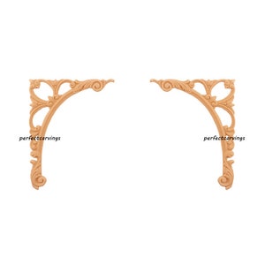PAIR of  Wood Carved Span Corner Applique