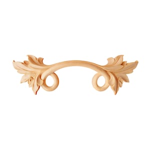 2PCS  Wood Carved 9&quot;W & 11-3/4&quot;W Circled Acanthus Handle Pull