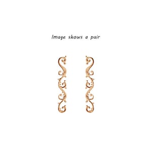Pair Scrolled Leaf Wave Carved 12-1/4&quot;W Applique Onlay