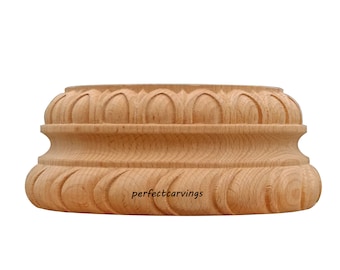 PAIR of Egg & Dart Carved Bases for Full-round Column, Supplied Hollow, Unfinished