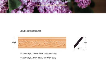 4PCS Wood Carved Grape Vine Crown Mouldings, Furniture Trims, 4"Px4"H, Unfinished