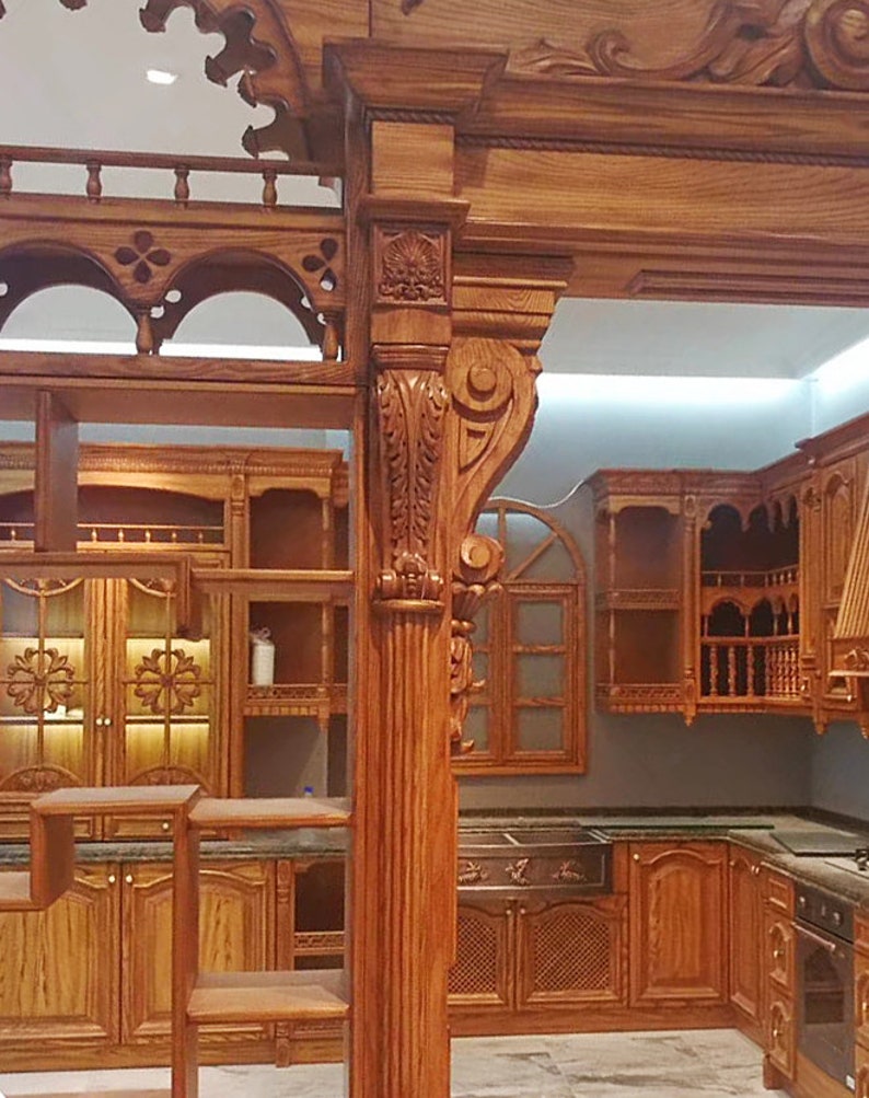 PAIR of Elegant Curved Leaf Carved Corbels, Pilaster Corbels, Door ...
