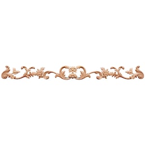 Vivid Carved Floral Vine Wood Applique for Mantel, Door Surround,  Furniture Onaly, Supplied in 3 Parts, Available in 33-1/2&quot; & 42-1/4&quot; Wide
