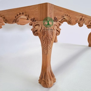 PAIR of  Wood Carved Delicate Scroll Leaf Claw Ball Legs for Furniture, Heavy-duty Legs, Available in 12-1/2" & 14-1/2" High