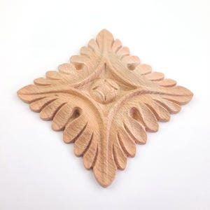 PAIR of Deep Relief Carved Wood Rosettes, Available from 2&quot; to 5&quot; Square