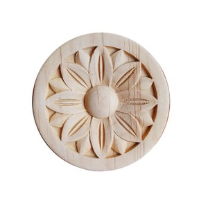 2PCS Quality Sunflower Carved Furniture Rosette Onlay