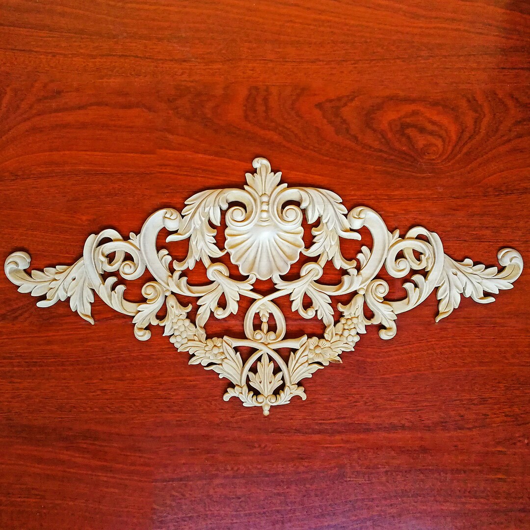 Floral Shell Carved Applique for Headboard and Wall, 22-1/4"wx11-1/8"h ...