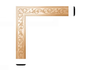 4PCS Vivid Vine Leaf Scroll Carved Mouldings, Furniture Trims, 4-7/8" High, Unfinished