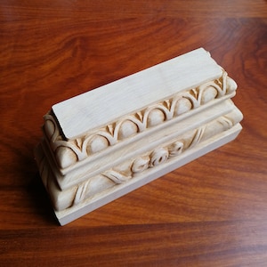 PAIR of Classic Egg and Dart with Ribbon Carved Wood Bases for Pilaster