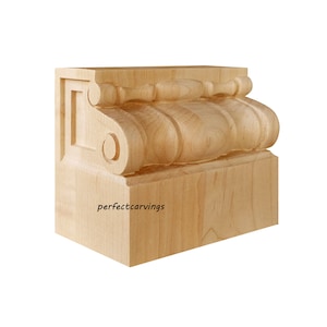 2PCS Wood Carved Scrolled Base for Pilaster Column