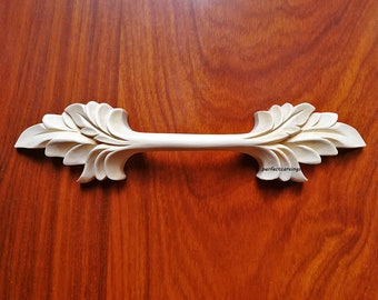 2PCS  Elegant Acanthus Carved 7" & 10" Solid Wood Pull