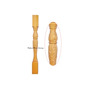 PAIR of CLM-01 Acanthus Leaf Carved 36&quot;High Island Posts, Square Columns, Table Legs, Available in 3-1/2&quot;, 4&quot; & 5&quot;, Unfinished