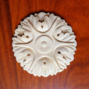 PAIR of  Delicate Leaf Carved Furniture Rosette Onlay