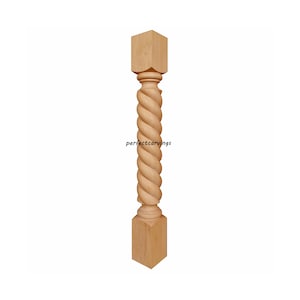 PAR de postes de madera CLM-09 de 91 cm de alto, tallados con cuerda tradicional, para isla, patas de mesa y columna cuadrada. Disponibles en 8,9 cm, 10 cm y 12,7 cm, sin terminar.