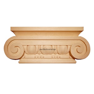 PAIR of  Simple Ionic Capitals For 4" & 5" Wide Pilaster Column, Unfinished
