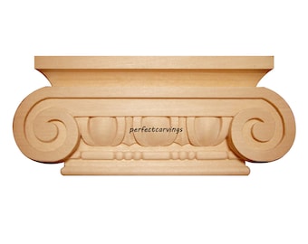 PAIR of  Simple Ionic Capitals For 4&quot; & 5&quot; Wide Pilaster Column, Unfinished