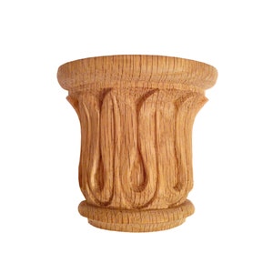 Small Temple of Wind Style Wood Carved Capital for 1-3/4&quot; & 2-5/8&quot;W Moulding, Available in Full-round and Half-round