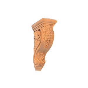 PAIR of Vivid Grape Carved Wood Corbels, Bar Corbels, Shelf Brackets, 4-3/8&quot;Wx8&quot;Dx13-1/4&quot;H