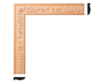4PCS Wood Carved Shell Acanthus Mouldings, Furniture Trims, 4"High, Unfinished