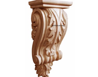 PAAR schöner Blatt geschnitzte Holz Konsolen, zwei Größen erhältlich