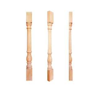 PAIR of Small Wood Carved 21-1/2&quot;H Fluted Half Cut Cabinet Column