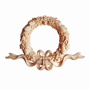 2PCS  Vintage Style Fruit with Ribbon Carved 9-1/4&quot;W Wreath Applique