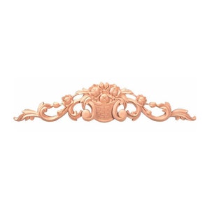 Floral Basket Carved Wood Onlay, Furniture Applique, Available in  12-1/4&quot;, 16&quot; & 20&quot; Wide, Single, Unfinished