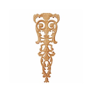 PAIR of Elegant Leaf Scroll Carved Wood Appliques for Wall Panel & Mantel, Furniture Applique, Available in 2 Sizes