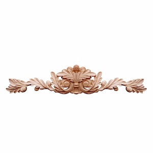 Wood Acorn Leaf Carved Furniture Appliques, Fireplace Onlay, Single, Available in 12&quot;, 18&quot; and 24&quot; Wide