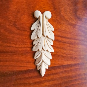 PAIR of Vivid Leaf Cluster Carved Wood Appliques, Furniture Onlays, Available in 2 Sizes