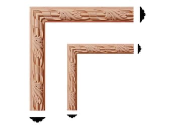 4PCS Wood Carved Spiral Leaf Mouldings, Furniture Trims, Available in 1-1/2" & 2-3/8" High, Unfinished