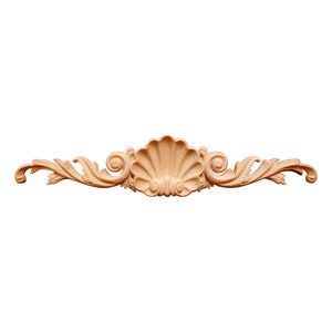 Shell Scroll Leaf Carved Wood Applique, Furniture Onaly,  Available in 15-1/2&quot; & 20&quot;Wide