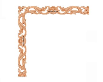 4PCS  Wood Carved Floral Acanthus Moulding & Trim, 3" High, Unfinished