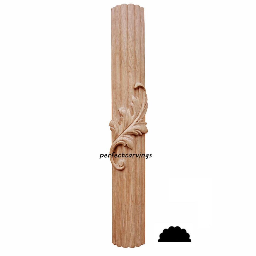 Half Rounded Columns Pair of Reeded With Leaf Carved 36