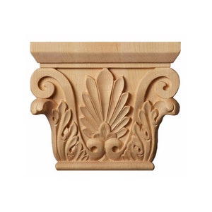 PAIR of Wood Carved Roman Capitals, For 3&quot;Wx3/4&quot;D Pilaster Column, Available in 3 patterns, Unfinished