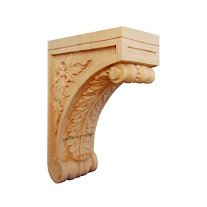 PAIR of Elegant Arch Scroll Carved Wood Bracket Corbels, Available in Four Sizes