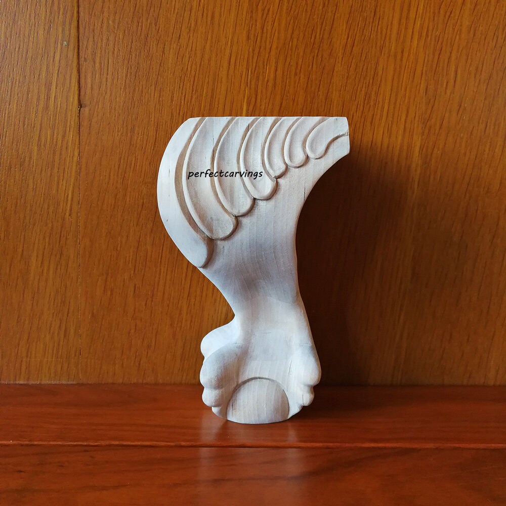 2PCS Wood Carved Feather Claw Ball Bun Foot Sofa Leg Etsy