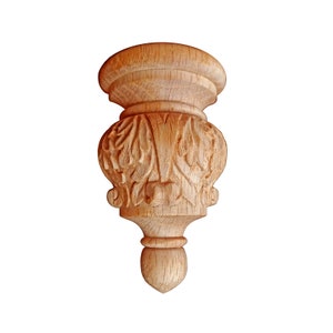 2PCS  Half & Full Round Leaf Carved Drop Finial Onlay