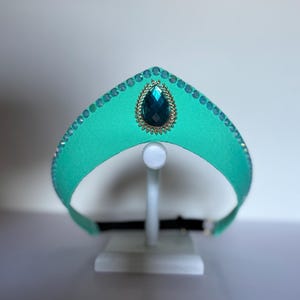 Jasmine Kokoshnik Crown Teal Turquoise Aqua Blue And Keepsake Aladdin Box