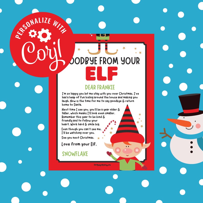 EDITABLE Goodbye From Your Elf Letter Red Printable Elf Shelf | Etsy